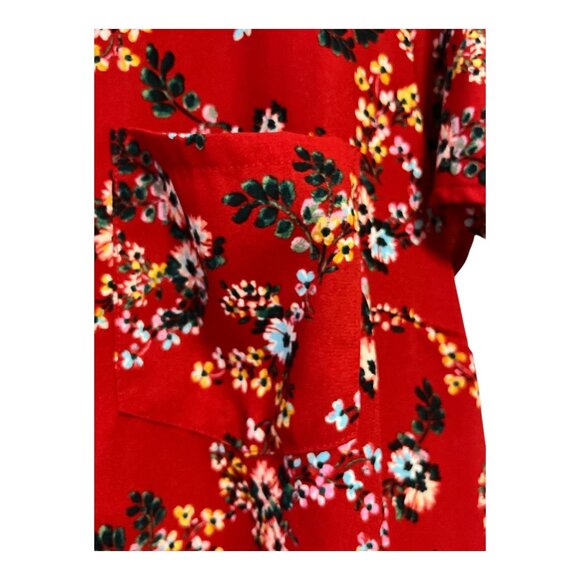 Lauren Conrad Women’s Size XXL Red Floral Short-Sleeve Blouse – Keyhole Back – 1 - Picture 3 of 6